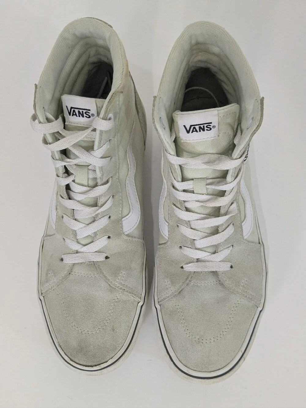 Vans Pale Green High Top Suede & Canvas Sneakers - Size 10 Womens - Sk8-Hi